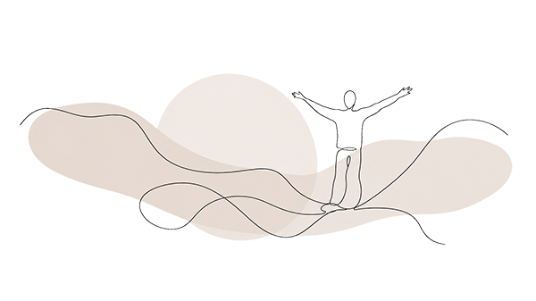 Coaching und Supervision Grafik Mensch mit offenen gestreckten Armen als einfache Grafik aus einer Linie